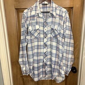 Vintage Sears Western Wear Plain Pearl Snap Men’s Large single stitch